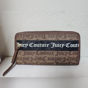 Juicy Couture Goth Stat Brown Black White Zip Pocket Front Zip Around Wallet